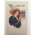 VINTAGE TO ANTIQUE POSTCARD - LUCKY DOG
