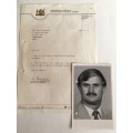 LOVELY AUTOGRAPHED LETTER AND PHOTO OF FORMER DIRECTOR GENERAL - 1985