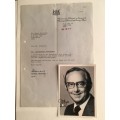 LOVELY AUTOGRAPHED PHOTO AND LETTER OF FORMER MINISTER OF MINERAL AND ENERGY 1985