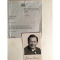 LOVELY AUTOGRAPH OF THEN MINISTER OF MINERAL AND ENERGY AFFAIRS AND LETTER  - 1983
