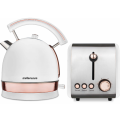 Mellerware Stainless Steel White Toaster And Kettle Combo Set