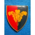 SADF .. EASTERN CAPE COMMAND METAL SHOULDER FLASH (YELLOW) .. ALL PINS INTACT