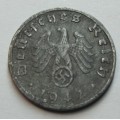 GERMAN THIRD REICH 1942 (D) ZINC 1 PFENNIG COIN.
