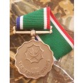 SANDF 10 YEAR SERVICE MEDAL - SWIVEL TYPE - REAR NUMBERED