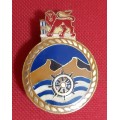 SA NAVY  - SHIPS CREST BADGE 45 X 35 MM -  PINS INTACT