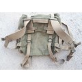 SADF - 70'S PATTERN GREEN CANVAS BACKPACK - ALL CLIPS, BUCKLES AND STRAPS INTACT