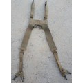 SADF - 70'S PATTERN GREEN CANVAS WEBBING YOKE - ALL CLIPS AND BUCKLES INTACT.