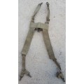 SADF - 70'S PATTERN GREEN CANVAS WEBBING YOKE - ALL CLIPS AND BUCKLES INTACT.