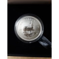 2017 PREMIUM UNCIRCULATED 1 oz SILVER KRUGERRAND WITH 50th ANNIVERSARY PRIVVY MARK.
