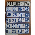 LOT OF 6 X OLD USED (REREGISTERED) VEHICLE NUMBER PLATES - EX PUB DECOR