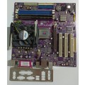 ECS socket 478 DDR1 and DDR2 motherboard with CPU and RAM