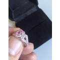 IMPRESSIVE 0.95 CT SWEET PINK LAB CREATED SAPPHIRE STERLING SILVER 925 RING SIZE 5.5