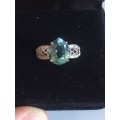 LUXURIOUS 3.35CT BLUE AQUAMARINE & SAPPHIRE PEAR STERLING SILVER 925 RING SIZE N