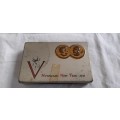 **ORIGINAL- WW2 Jan and Isie Smuts South African New Year 1945 Chocolate Tin. (12cm x 9cm)**