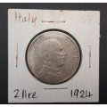 **ORIGINAL- Fascist 1924 Italy 2 Lire Coin (Sealed)  .**
