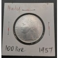 **ORIGINAL: Post-War 1957 Italy 100 Lire Coin (Sealed)  .**