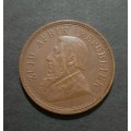 ** 1898 Z.A.R. 1 Penny Kruger Coin (VF/F) .**