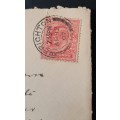 ** 1907 1 Penny KEVII on Letter Cover to Cape Colony w/ Letter.**