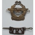 ** ORIGINAL- WW2 Southern Rhodesia Airforce Cap Badge and National Reserve Volunteers Title .**