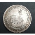 ** 1947 South Africa `Royal Vist Year` .800 Silver 5 Shilling Coin (XF).**