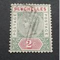 ** 1892 Seychelles QV Green-Carmine 2c Stamp (Used).**