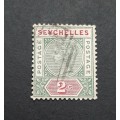 ** 1892 Seychelles QV Green-Carmine 2c Stamp (Used).**