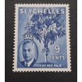 ** 1952 Seychelles KGVI Blue 9 cents Coco-de-Mer Stamp (Unused).**