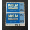 ** 1970 SWA Biblia 12½c Marginal Stamp Pair (Mint).**