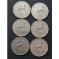 ** 1981 South Africa Lot x 6  Nickel R1 Coins [Circulated] (F / VG).**