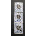 ** 1902 KEVII Natal £1 Black/Blue Postage Revenue Triptych Stamps (x3). [ Used ]**