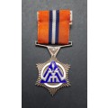 ** ORIGINAL-  South African Police .925 Silver Star for Merit Full-Size Medal Type I (Named).**