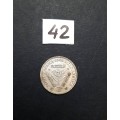 ** 1945 South Africa Silver 3 Pence Coin #42   (VF).**