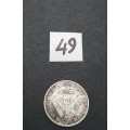 ** 1945 South Africa Silver 3 Pence Coin #49   (F/VF).**