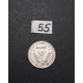 ** 1945 South Africa Silver 3 Pence Coin #55 (F/VF).**
