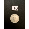** 1945 South Africa Silver 3 Pence Coin #63 (VF).**