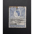 ** 1953 Uganda, Kenya, Tanganyika 30c Blue QEII Stamp (Used).**