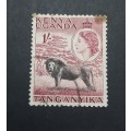 ** 1954 Kenya, Uganda, Tanganyika 1 Shilling Red QEII Stamp #2 (Used).**
