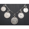 ** STUNNING:  1940s Southern Rhodesia .925 Silver Coin Rivière Ladies` Necklace (66.20 g).**