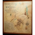 ** 1950-1962 Federation of Rhodesia and Nyasaland Tobacco Areas Large Framed Map (77cm x 71cm).**