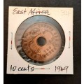** 1949 British East Africa 10 Cents Coin (Sealed) [ XF ].**