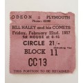 ** RARE : 1957 Bill Haley and His Comets , Odeon Plymouth Concert Ticket Stub.**
