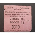 ** RARE : 1957 Bill Haley and His Comets , Odeon Plymouth Concert Ticket Stub.**