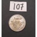 ** 1952  South Africa Silver 3 Pence Coin #107   (F/VF).**