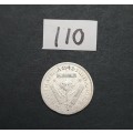 ** 1942  South Africa Silver 3 Pence Coin  #110  (AG) .**