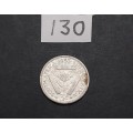 ** 1953 South Africa Silver 3 Pence Coin   #130  (G/VG) .**