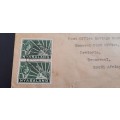 ** Nyasaland KGVI 1d Green Stamp Pair (1938-44) Letter Cover [Used].**
