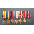 ** WWI and WWII British Mounted Miniature Medals with (Mercantile Marine Medal) [x7].**