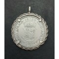 **  .925 Silver 1959 South Africa 2½ Shilling Coin Ladies` Pendant .**