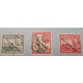 ** 1947  Malta `Self-government` O/P Mounted 1d, 2d and 6d Stamps (USED).**