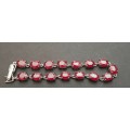 ** STUNNING:  22.8 ct Pigeon Blood Ruby and .925 Sterling Silver Bracelet 15 x Stones (Certified).**